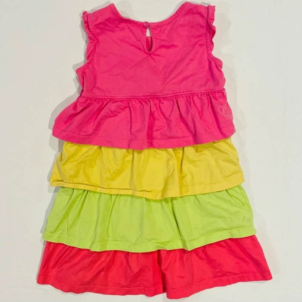 Hanna Andersson Dress Girls 6-7 120 cm Sleeveless Tiered Jumper Bakery Pink Tank